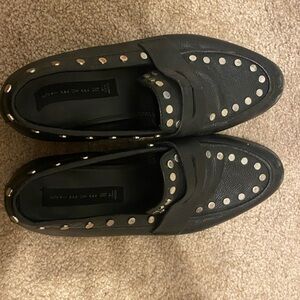 Steven by Steve Madden Black Studded Leather Loafers